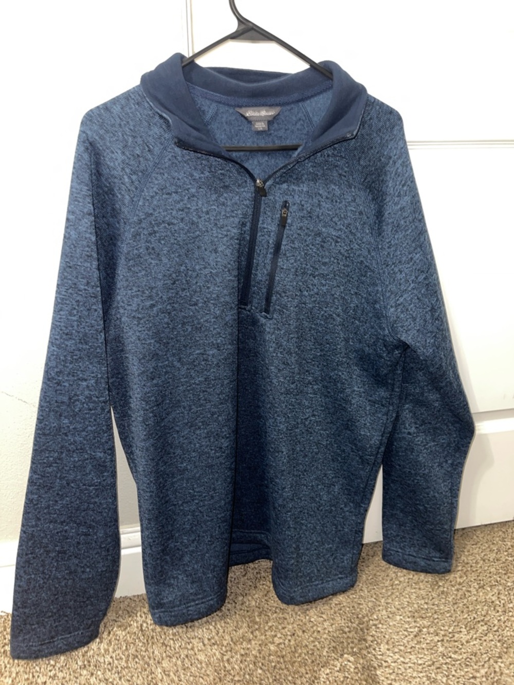 Eddie Bauer Men's Heathered Blue Quarter-Zip Sweater